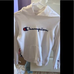 White champion hoodie (kids) but fit women’s